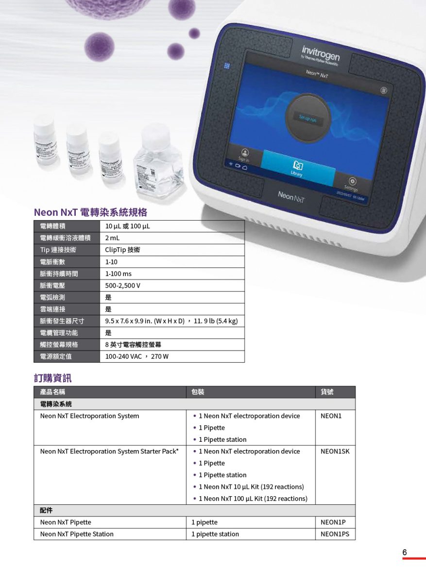 Neon™ NxT Electroporation System - TAQKEY Science 德怡科技 Neon™ NxT Electroporation System - TAQKEY Science 德怡科技